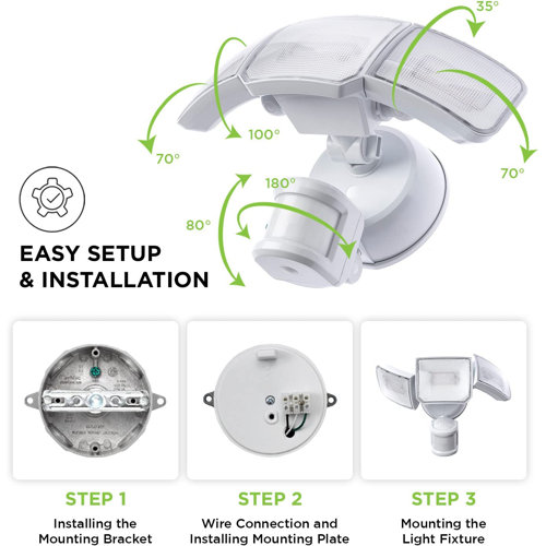 Home Zone Security Smart 3 Head LED Hardwired Dusk to Dawn Outdoor